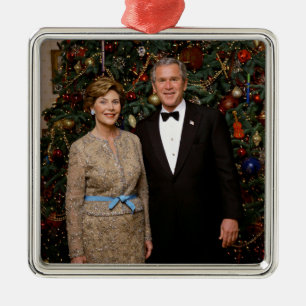 Ornamento De Metal Bush JR Presidente dos EUA Casa Branca Metal O