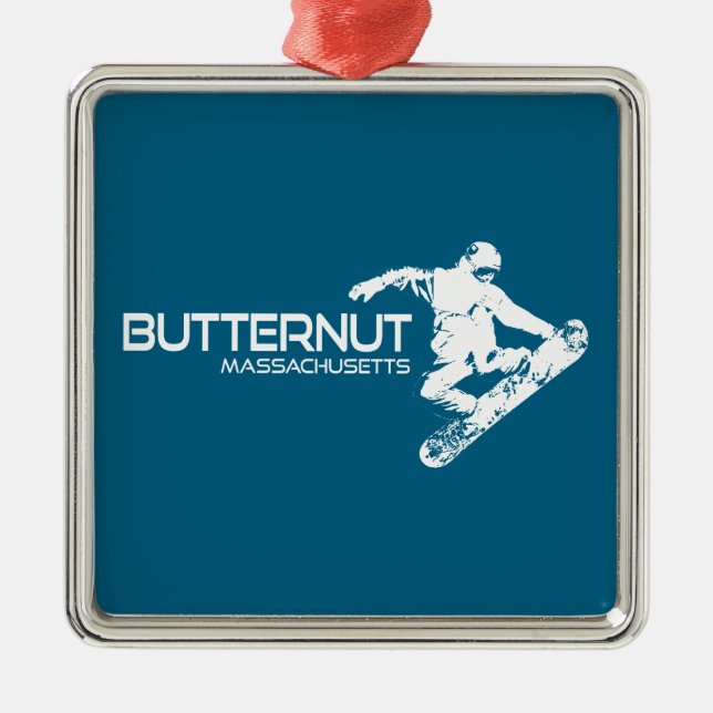 Ornamento De Metal Butternut Massachusetts Ski Resort Snowboarder (Frente)