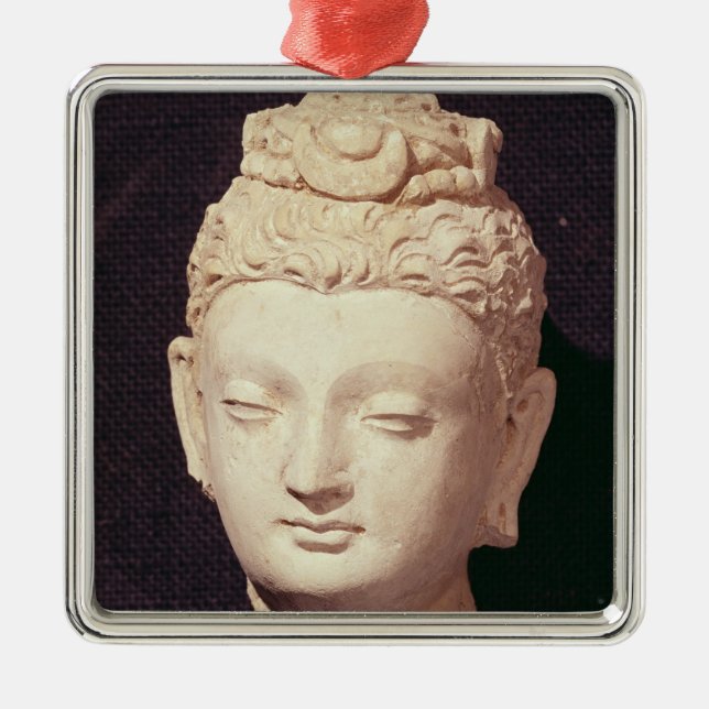 Ornamento De Metal Cabeça de um Buddha, estilo Greco-Budista (Frente)