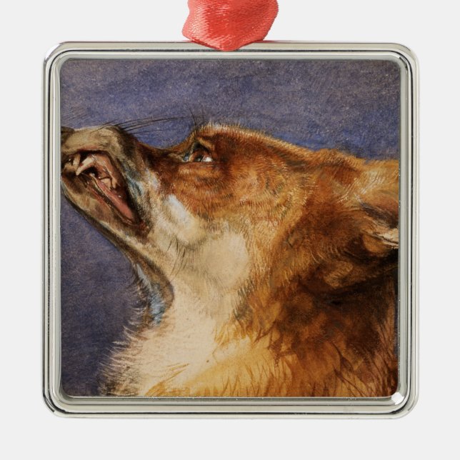 Ornamento De Metal Cabeça de um Fox (Frente)
