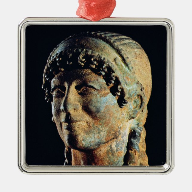 Ornamento De Metal Cabeça de uma mulher de Etruscan (Frente)