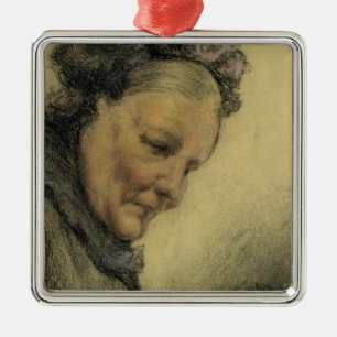 Ornamento De Metal Cabeça de uma senhora idosa