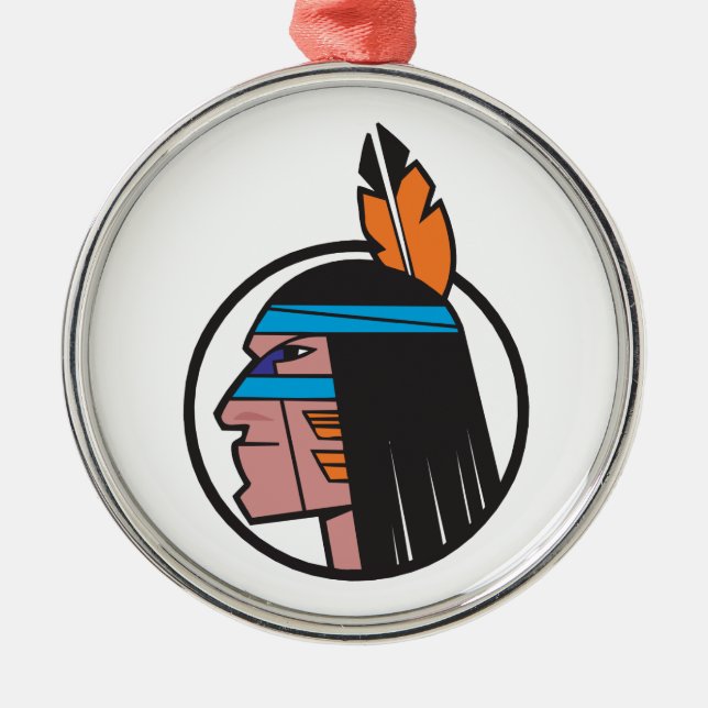 Ornamento De Metal Cabeça indiana do guerreiro (Frente)