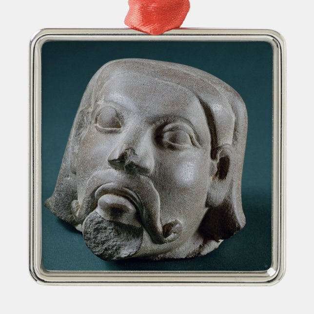 Ornamento De Metal Cabeça lustrada de um estrangeiro, Sarnath do (Frente)