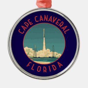 Ornamento De Metal Cabo Canaveral Flórida Círculo Envelhecido Retro
