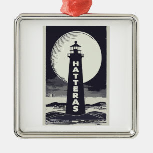Ornamento De Metal Cabo Hatteras North Carolina Lighthouse Moon