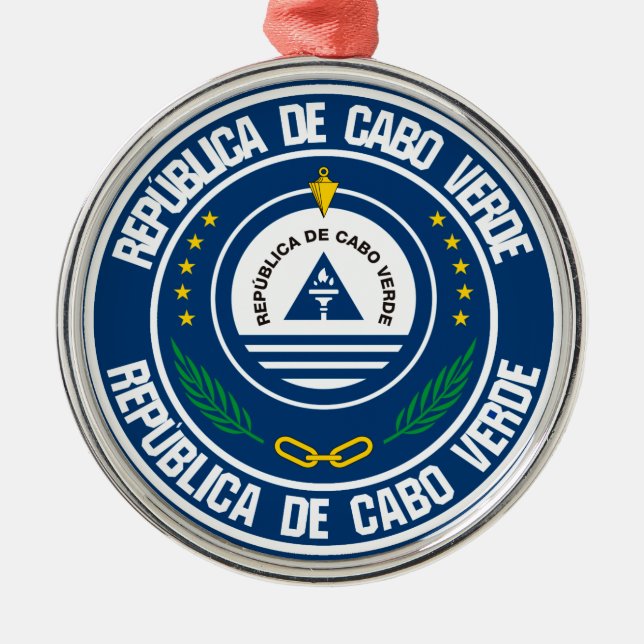 Ornamento De Metal Cabo Verde Round Emblem (Frente)