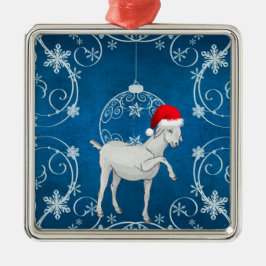 Ornamento De Metal Cabra Azul