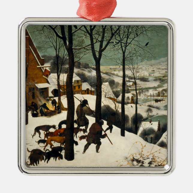 Ornamento De Metal Caçadores na neve (por Pieter Bruegel, o Velho) (Frente)