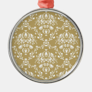 Ornamento De Metal Cacau e Cream Damask