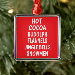 Ornamento De Metal Cacau Quente Rudolph Flanela Jingle Bells Papai No