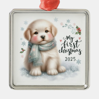 ORNAMENTO DE METAL CACHORRINHO FOFO PARA O MEU PRIMEIRO NATAL
