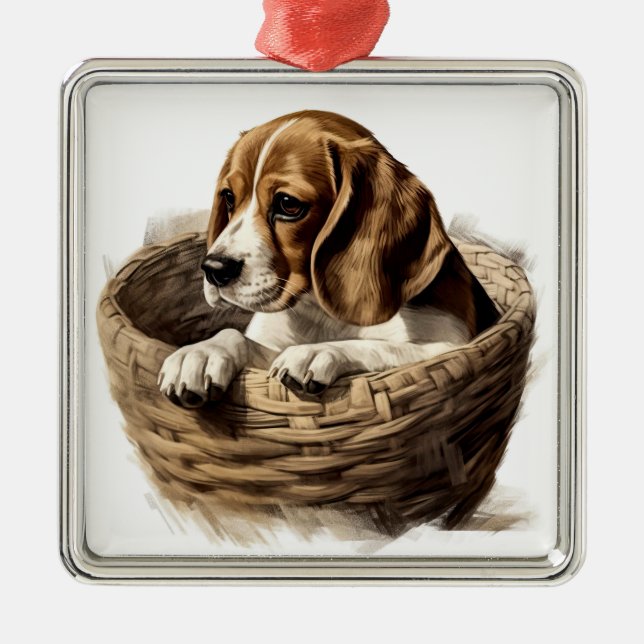 ORNAMENTO DE METAL CACHORRO BEAGLE ADORÁVEL NA BASE (Frente)