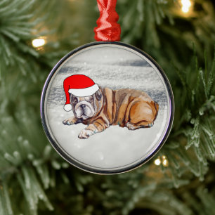 Ornamento De Metal Cachorro Bonito na Neve
