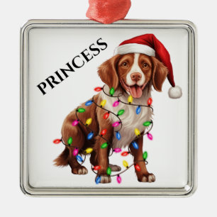 ORNAMENTO DE METAL CACHORRO BRITTÂNICO COM LUZES DE NATAL