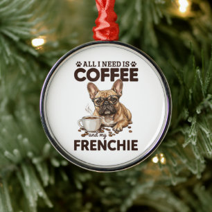 Ornamento De Metal Cachorro Bulldog Francês Café Frenchie