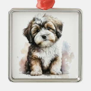ORNAMENTO DE METAL CACHORRO BURACO ADORÁVEL DE HAVANÊS