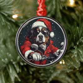 Ornamento De Metal Cachorro da Montanha Bernese de Natal