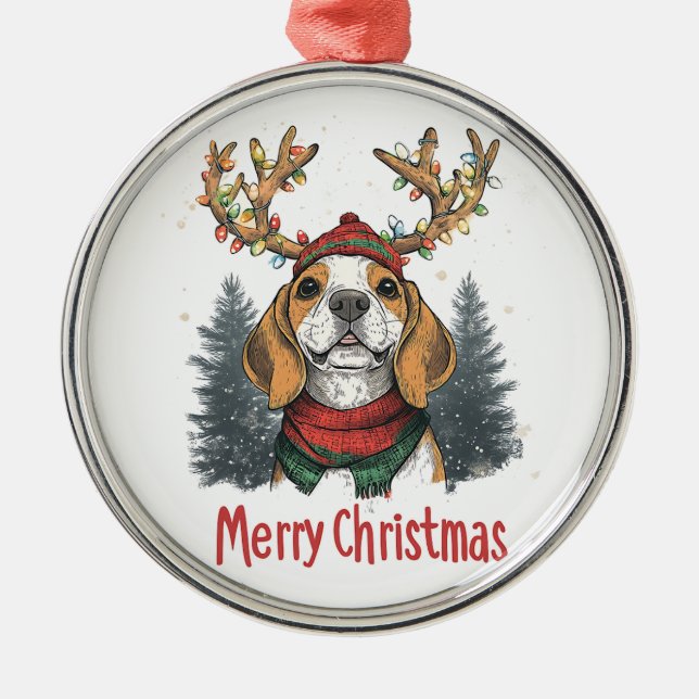 Ornamento De Metal Cachorro de Beagle (Frente)