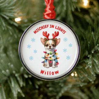 Ornamento De Metal Cachorro de Chyhuahua Snowflakes Cute, Cachorro Ad