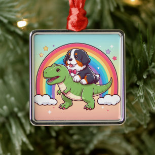 Ornamento De Metal Cachorro de Montanha Bonita Bernese Andando T-Rex