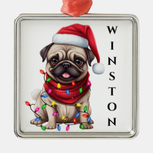 ORNAMENTO DE METAL CACHORRO DE NATAL ADORÁVEL COM LUZES