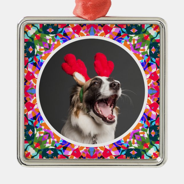 Ornamento De Metal Cachorro de Natal Personalizado Pai de Mãe de Mãe  (Frente)