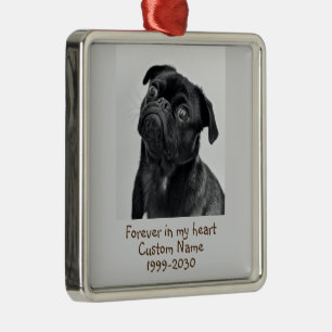 Ornamento De Metal Cachorro de Pug do Keepsasasaké Memorial Personali