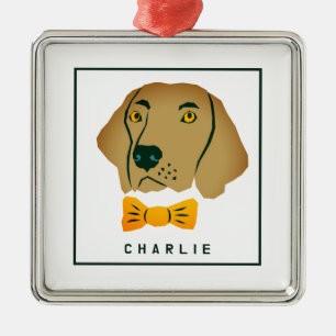 Ornamento De Metal Cachorro de Retriever de Ouro de Dapper Personaliz