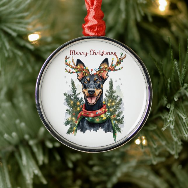 Ornamento De Metal Cachorro Doberman (Árvore)