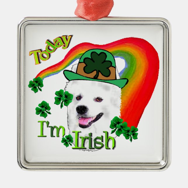 Ornamento De Metal Cachorro Eskimo Americano St Patricks (Frente)