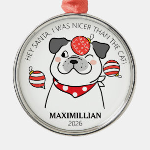 Ornamento De Metal Cachorro fofo e travesso parecido com Pug com enfe