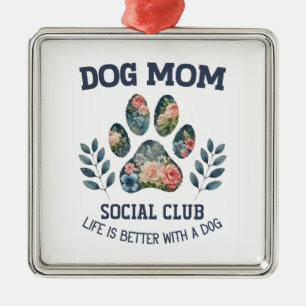 Ornamento De Metal Cachorro Mãe Paw Floral