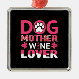 Ornamento De Metal Cachorro Mãe Vinho