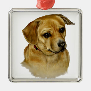 Ornamento De Metal Cachorro Mix de Dachsy-Terrier Fofo