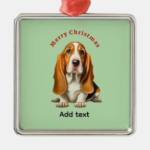 Ornamento De Metal Cachorro, Modelo de Basset Hound, Natal 