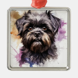 ORNAMENTO DE METAL CACHORRO NEGRO DE AFFENPINSCHER