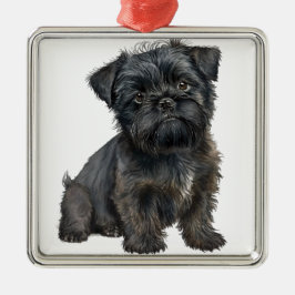 ORNAMENTO DE METAL CACHORRO NEGRO DE AFFENPINSCHER