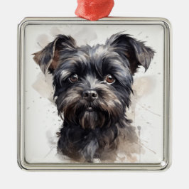 ORNAMENTO DE METAL CACHORRO NEGRO DE AFFENPINSCHER
