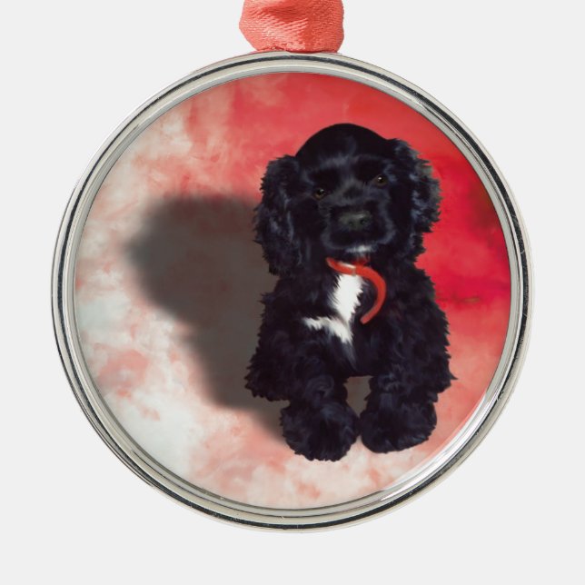 Ornamento De Metal Cachorro Negro Espanhol - Abby (Frente)