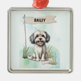 Ornamento De Metal Cachorro Personalizado de Água-forte Lowchen
