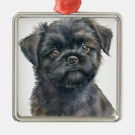ORNAMENTO DE METAL CACHORRO PRETO FOFO DE FILHOTE AFFENPINSCHER