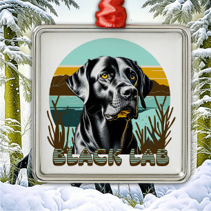 Ornamento De Metal Cachorro Preto Labrador Retriever Texto Vintage
