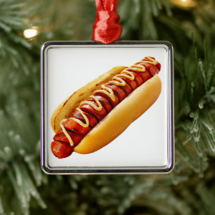 Ornamento De Metal Cachorro-quente do SlipperyJoe's com vibe de churr
