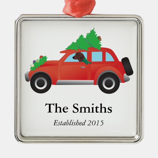 Ornamento De Metal Cachorro Redbone Conhound Dirigindo um carro de Na (Frente)