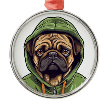 Cachorro Vestindo capuz verde