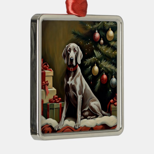 Ornamento De Metal Cachorro Weimaraner Natal (Direito )