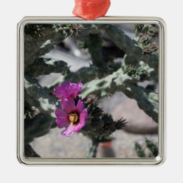 Ornamento De Metal Cacto Challa em flor