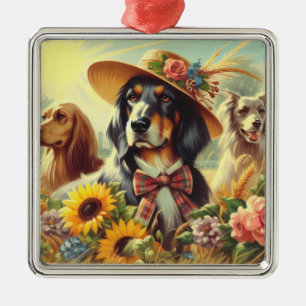 Ornamento De Metal Cães Retro Natureza