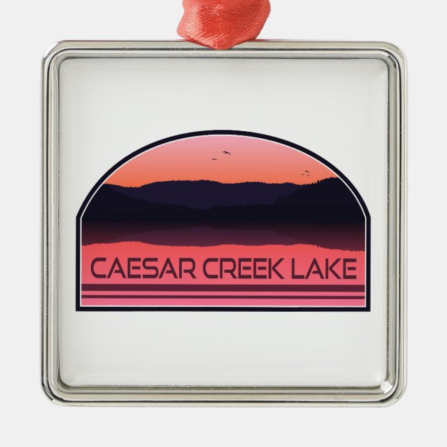 Ornamento De Metal Caesar Creek Lake Ohio Red Sunrise (Frente)